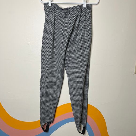Vtg 80s 90s Houndstooth Pants Women's Large Black White Pull On Stretch - Picture 6 of 7